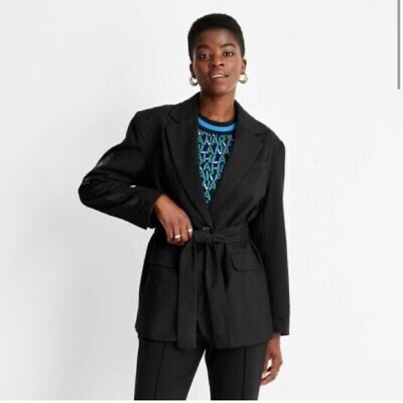 Future Collective Kahlana Barfield Brown x Target Black Tie Front Blazer Size XS - Picture 3 of 4